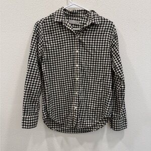 Everlane checkered plaid button up shirt black and white size 0